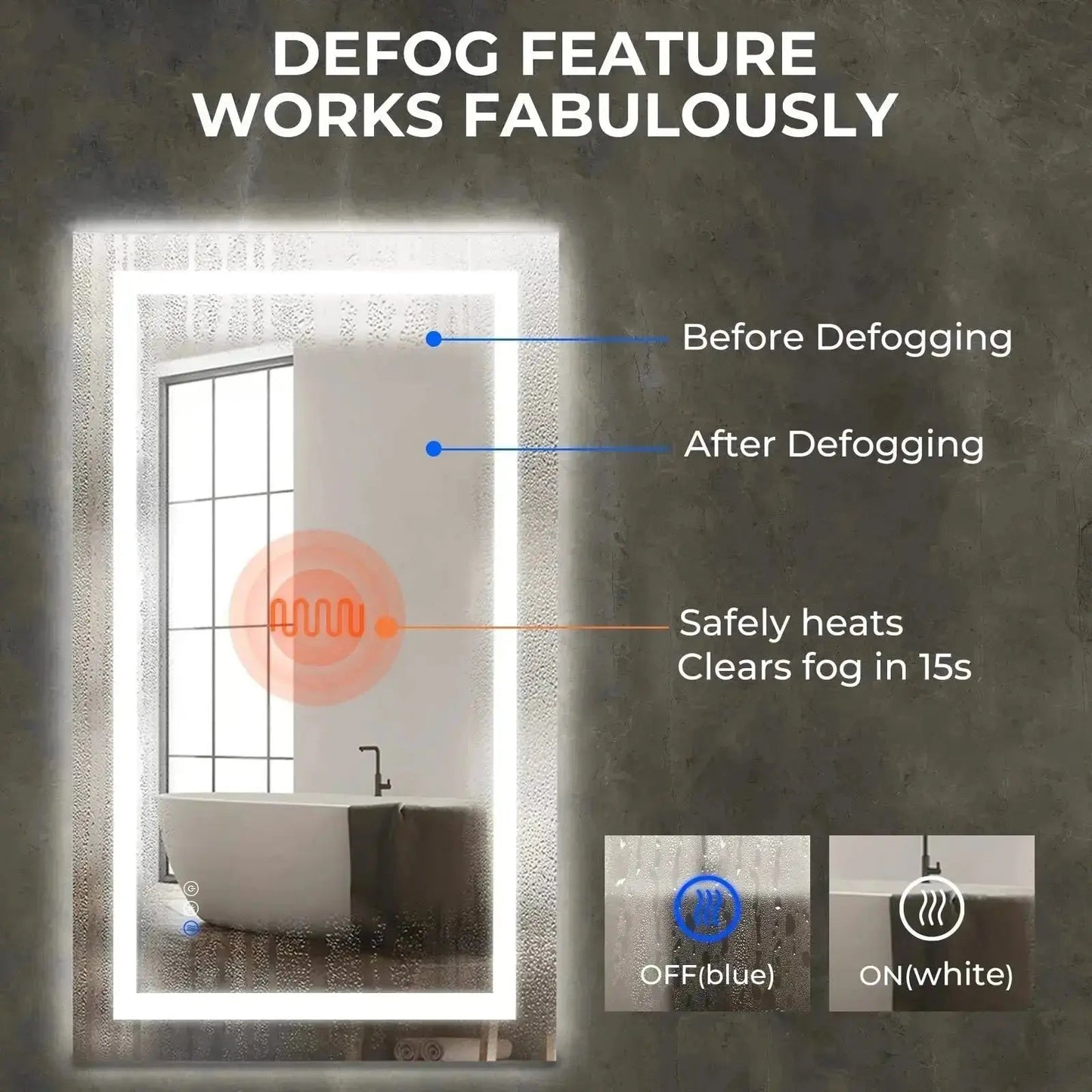 20 x 28 Inch Center Glow LED Bathroom Mirror