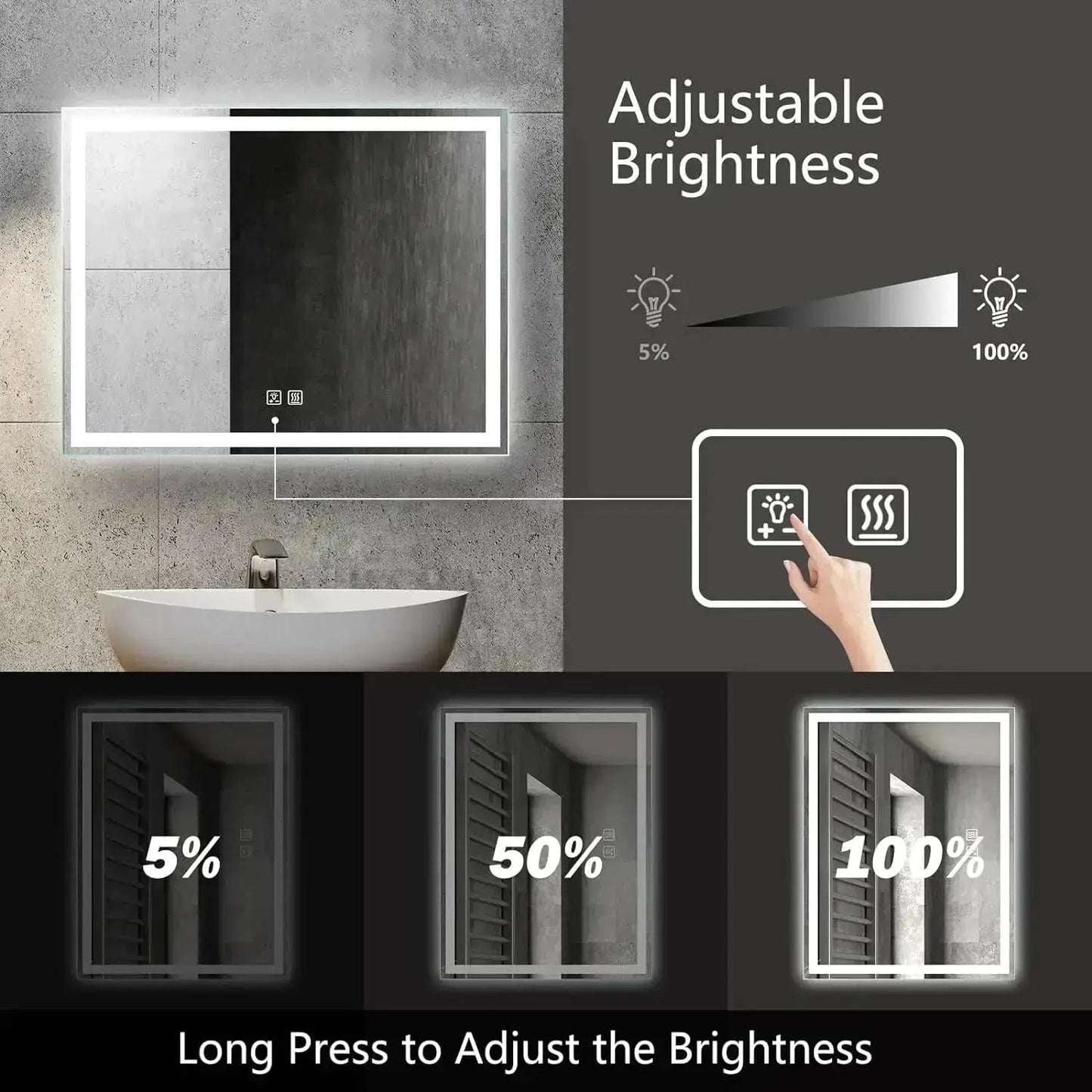 24 x 32 Inch Center Glow LED Bathroom Mirror