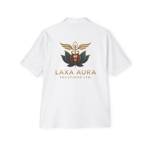 Polo Shirt with Lotus Flower & Staff Design💎Laxa Aura Collection💎