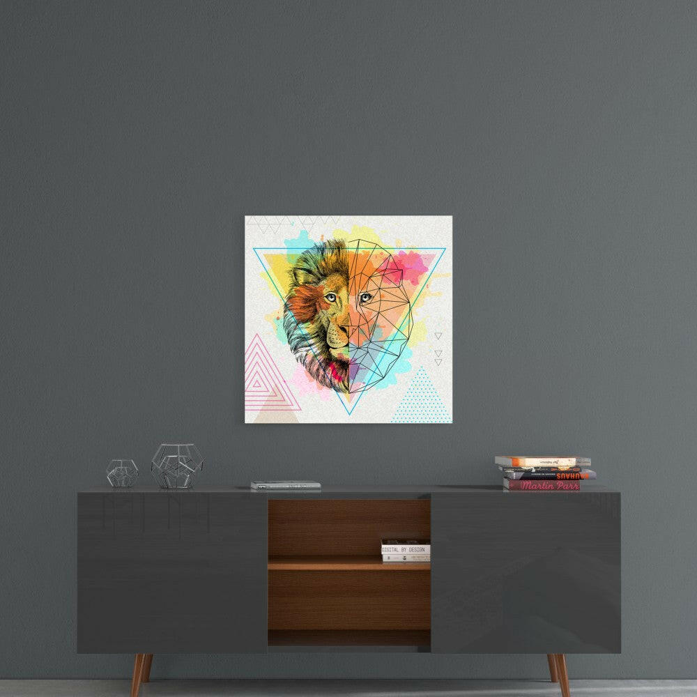 Fact and Fiction Lion Glass Wall Art