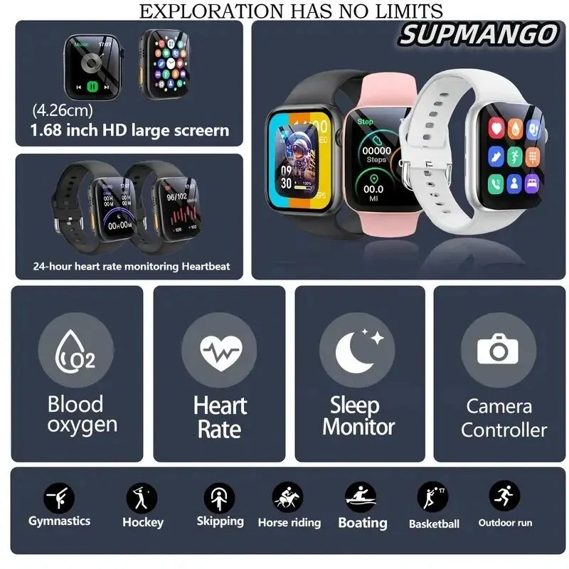 T88K Smart Sports Watch LCD Display 1.68 Men Waterproof Smart Watch Women Fashion Trend Watch