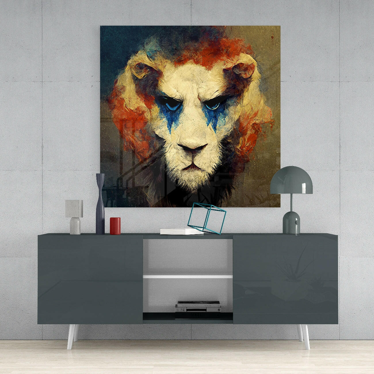 Lion Clown Glass Wall Art || Designer Collection