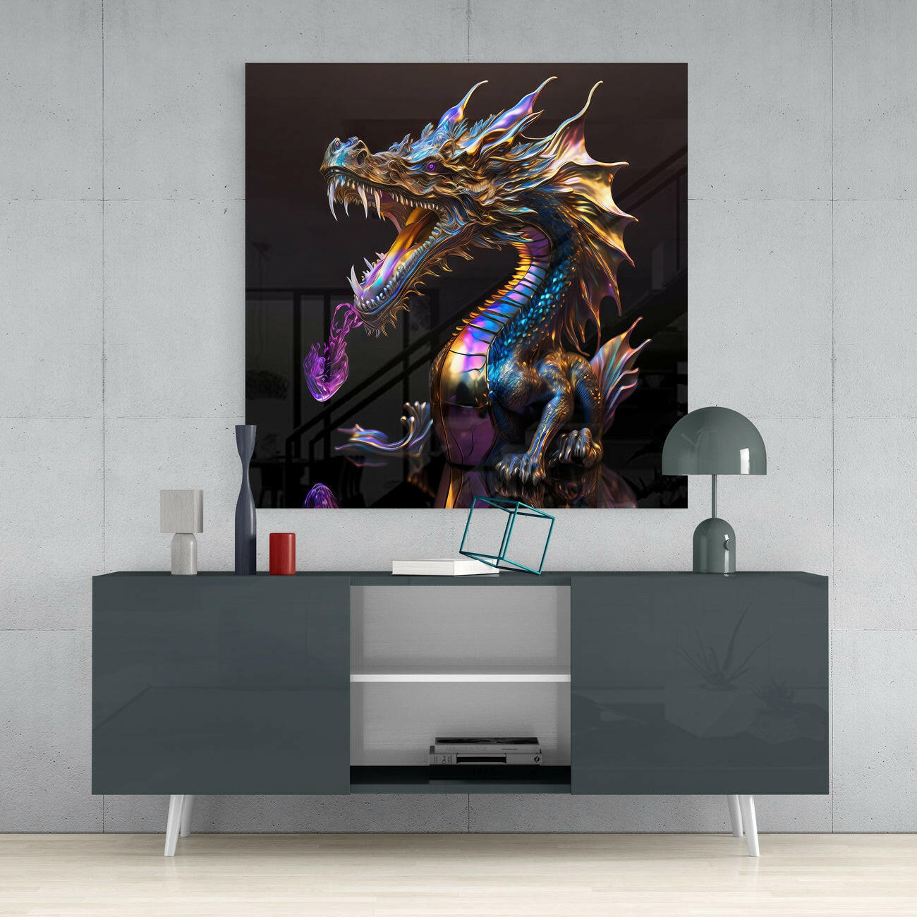 Dragon's Roar Glass Wall Art || Designers Collection