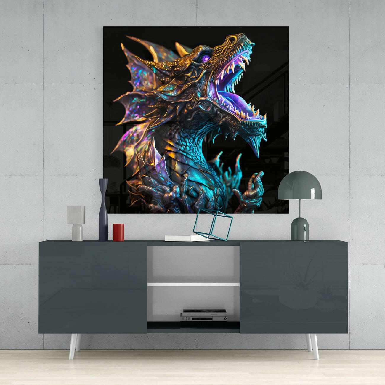 Dragon's Roar Glass Wall Art || Designers Collection