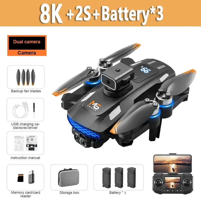 For Xiaomi M6 Drone Professional 8K Camera Drone 5G WIFI FPV UAV With screen remote control RC Dron avoidance Aerial Quadcopter