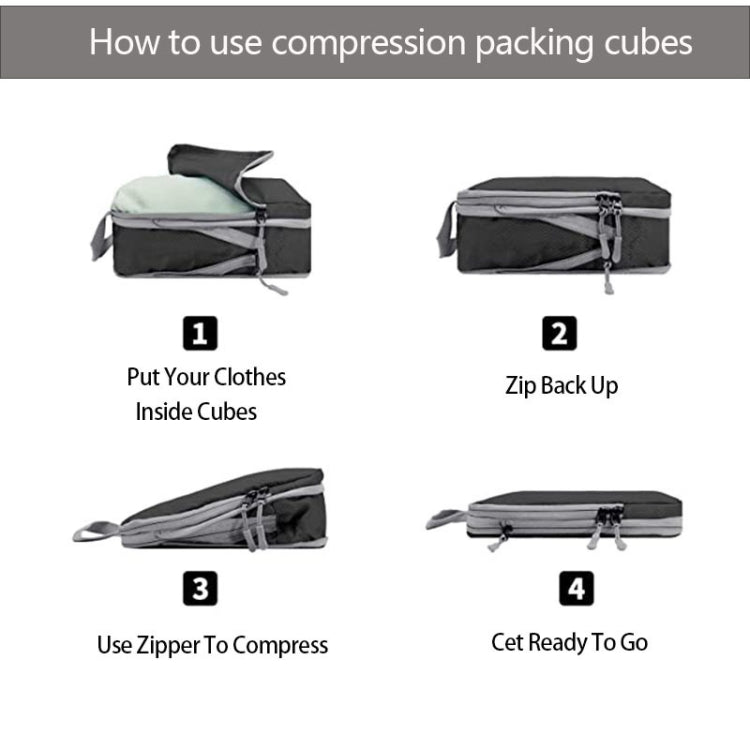 9 In 1 Compression Packing Cubes Expandable Travel Bags Luggage Organizer(Beige)