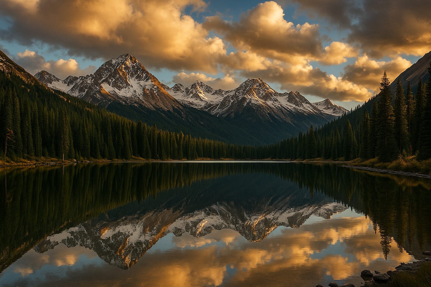 Adventure Gaming gear for out door enthusiast.  A picture of lake, trees, and mountains in the background.