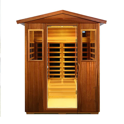 Premium 4-Person Luxury Low EMF Outdoor FAR Infrared Home Sauna With Bluetooth Audio, 2050W (SAK15372)