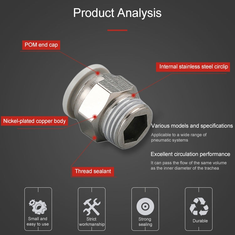 PC10-03 LAIZE 2pcs PC Straight Pneumatic Quick Fitting Connector