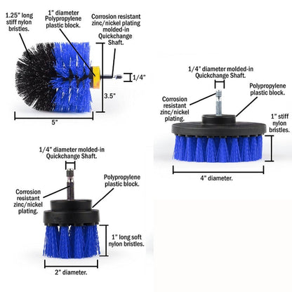 3 PCS Bathroom Kitchen Cleaning Brushes Kit for Electric Drill(Blue)