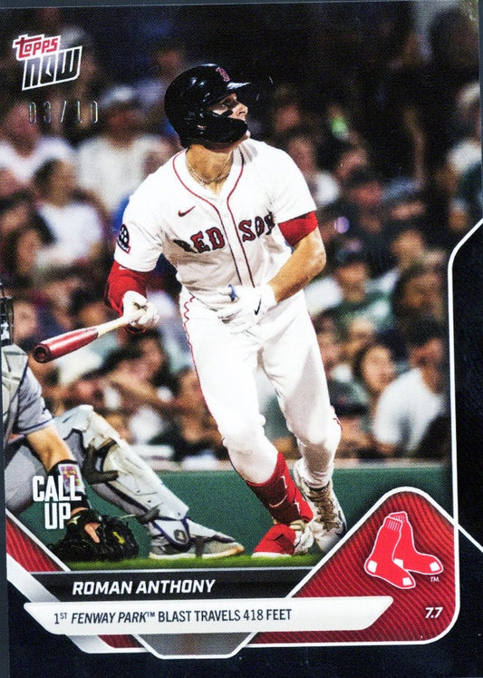 2025 Topps Now Roman Anthony #396 Black Foil /10 Boston Red Sox Rookie RC Baseball Card