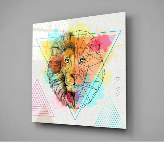 Fact and Fiction Lion Glass Wall Art