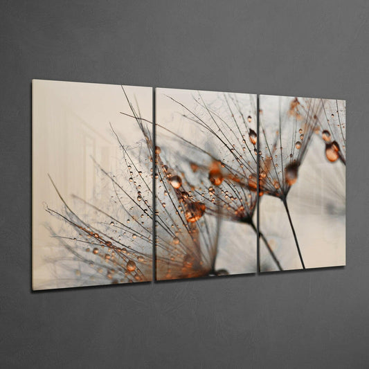 Cinnamon Dandelion Glass Wall Art