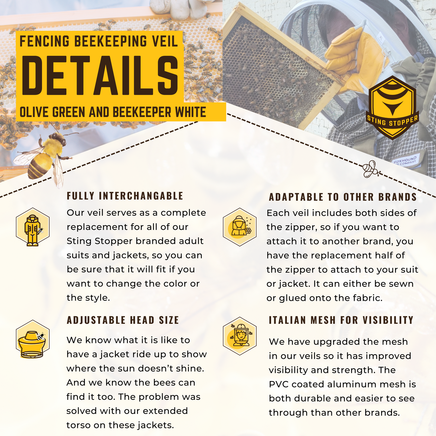 Round or Fencing Beekeeping Veil