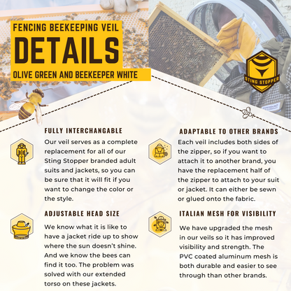 Round or Fencing Beekeeping Veil