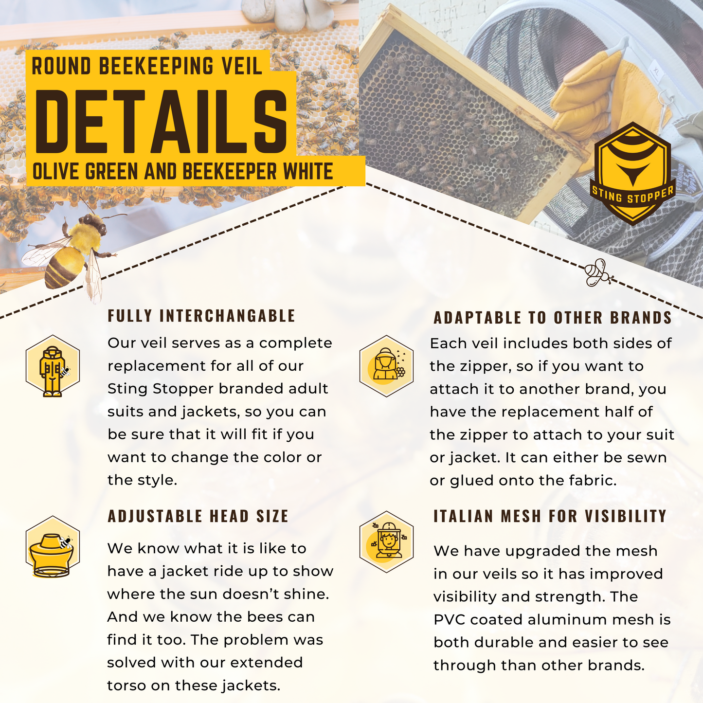 Round or Fencing Beekeeping Veil