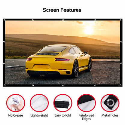 16:9 Portable Projector Screen Simple Projector Curtain 72/84/100/120/150 inch HD Display Screen Home Cinema Theater Movie Home