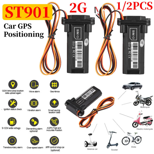 1/2PC 2G Mini Tracker Waterproof Builtin Battery GPS ST-901 for Car vehicle gps device 4 PIN Cable with Relay for Remote Control