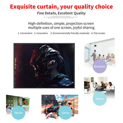 16:9 Portable Projector Screen Simple Projector Curtain 72/84/100/120/150 inch HD Display Screen Home Cinema Theater Movie Home