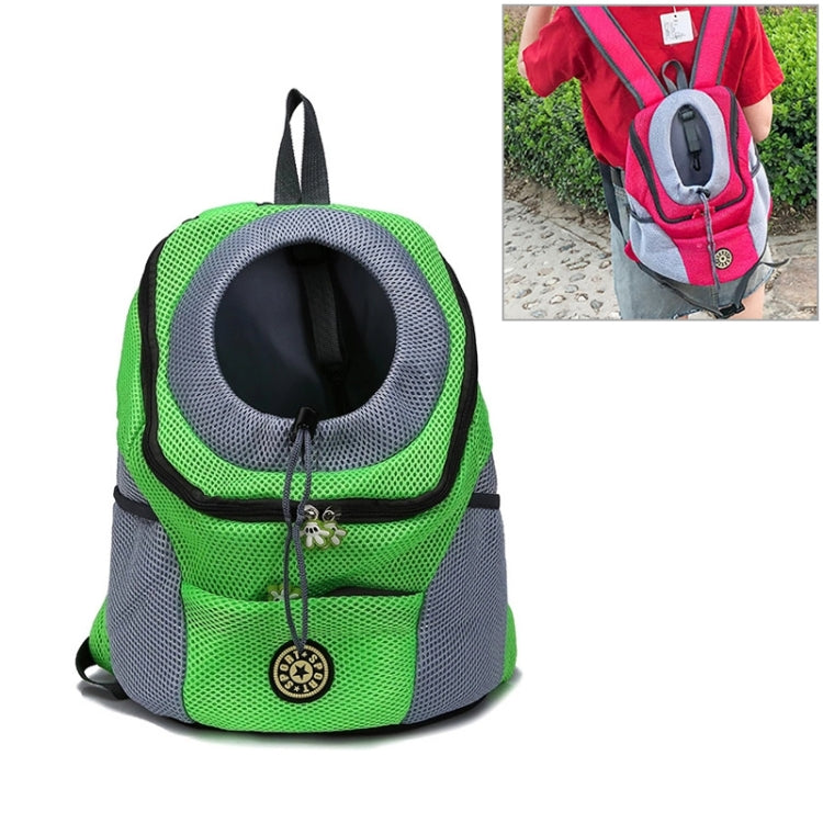 Outdoor Pet Dog Carrier Bag Front Bag Double Shoulder Portable Travel Backpack Mesh Backpack Head, Size:L(Green)