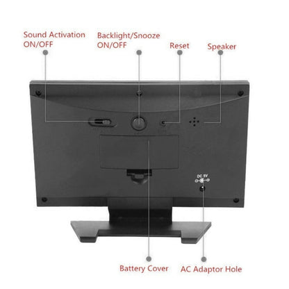 8082T Weather Forecast Clock LED Color Screen Perpetual Calendar Temperature And Humidity Intelligent Voice Control Electronic Alarm Cloc,Specification: Black + USB