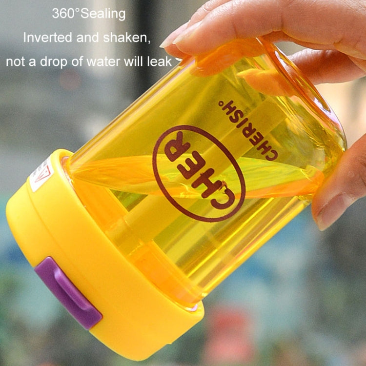 300ml Mini Children Water Mug Leakage-proof Student Plastic Portable Straw Cup(Yellow)
