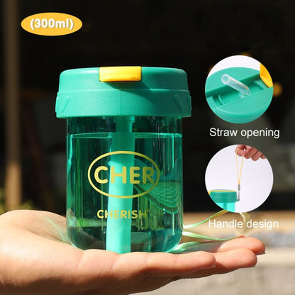 300ml Mini Children Water Mug Leakage-proof Student Plastic Portable Straw Cup(Yellow)