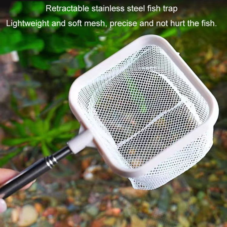 3D Fish Tank Fishing Net Stainless Steel Retractable Fish Shrimp Fish Net Pocket, Color: Round White