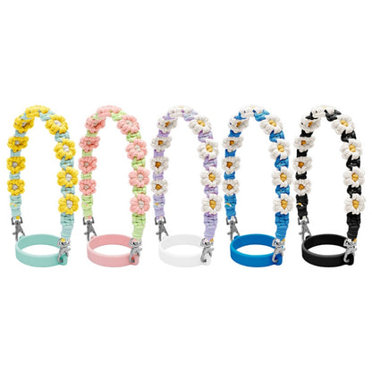 For 16-40oz Stanley Mug Lanyard Silicone Loop Boho Daisy Cute Flower Hand-Woven Mug Cover(Green)