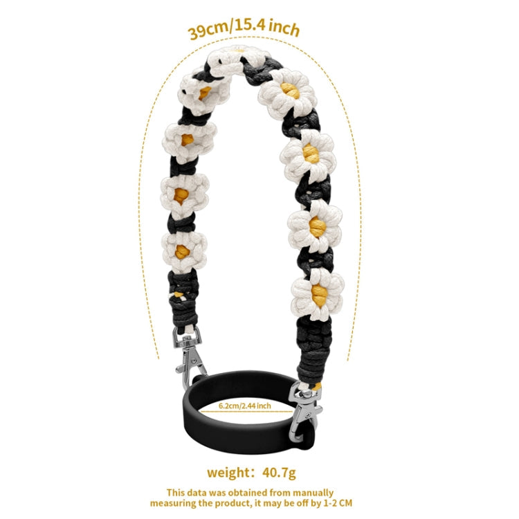 For 16-40oz Stanley Mug Lanyard Silicone Loop Boho Daisy Cute Flower Hand-Woven Mug Cover(Green)