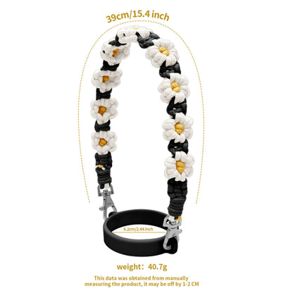 For 16-40oz Stanley Mug Lanyard Silicone Loop Boho Daisy Cute Flower Hand-Woven Mug Cover(Green)