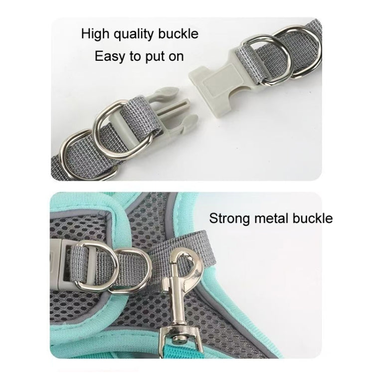Undershirt Style Pet Chest Harness Summer Breathable Reflective Dog Leash, Style: Green+1.5m Flat Rope(L)