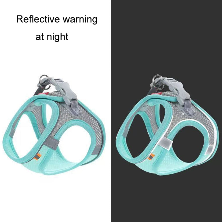 Undershirt Style Pet Chest Harness Summer Breathable Reflective Dog Leash, Style: Green+1.5m Flat Rope(L)