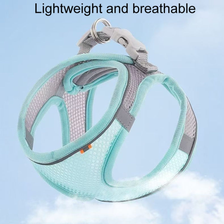 Undershirt Style Pet Chest Harness Summer Breathable Reflective Dog Leash, Style: Green+1.5m Flat Rope(L)