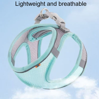 Undershirt Style Pet Chest Harness Summer Breathable Reflective Dog Leash, Style: Green+1.5m Flat Rope(L)