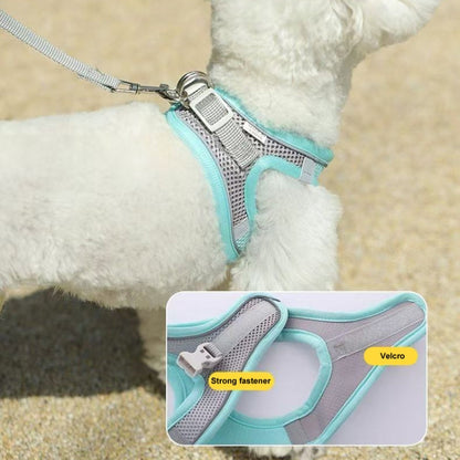 Undershirt Style Pet Chest Harness Summer Breathable Reflective Dog Leash, Style: Green+1.5m Flat Rope(L)