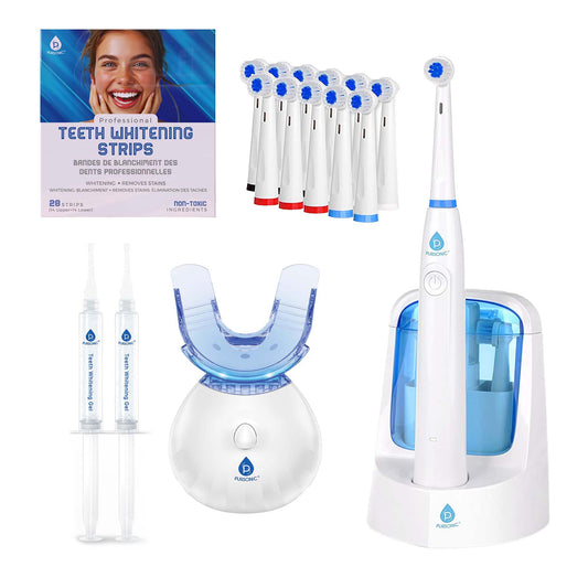 Pursonic Advanced Smile Care Bundle – LED Whitening Kit, Whitening Strips, & Ele