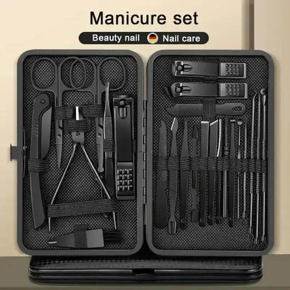 Black Manicure Nail Clipper Set Case