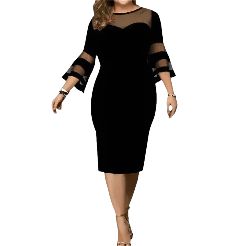 Black Mesh Plus Size Dress Elegant Fashion Collection