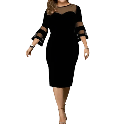 Black Mesh Plus Size Dress Elegant Fashion Collection