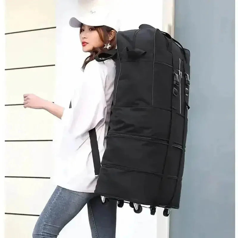 Black Rolling Foldable Luggage Bag Ultimate Travel Companion