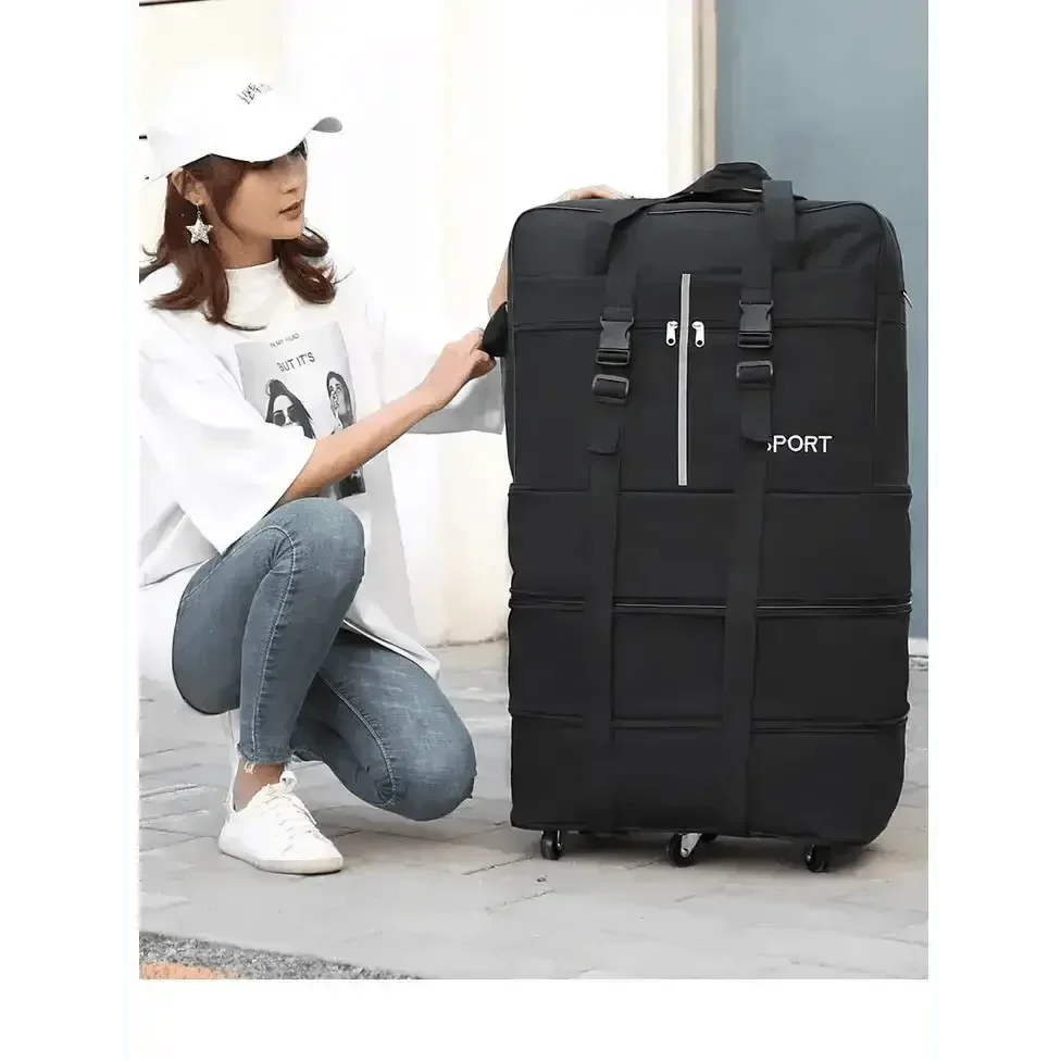 Black Rolling Foldable Luggage Bag Ultimate Travel Companion
