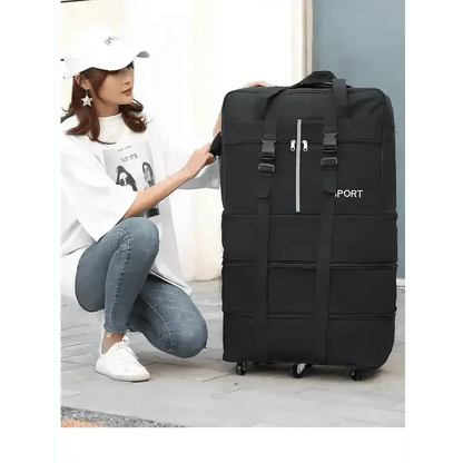 Black Rolling Foldable Luggage Bag Ultimate Travel Companion