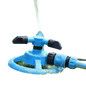 Blue Rotating Garden Sprinklers Watering Grass