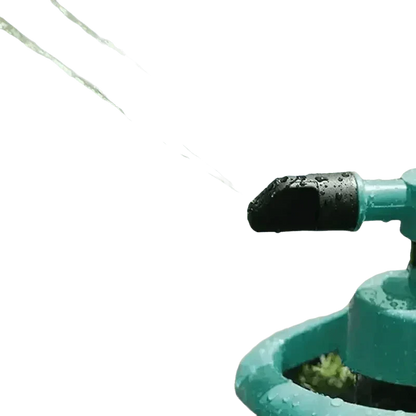 Blue Rotating Garden Sprinklers Watering Grass